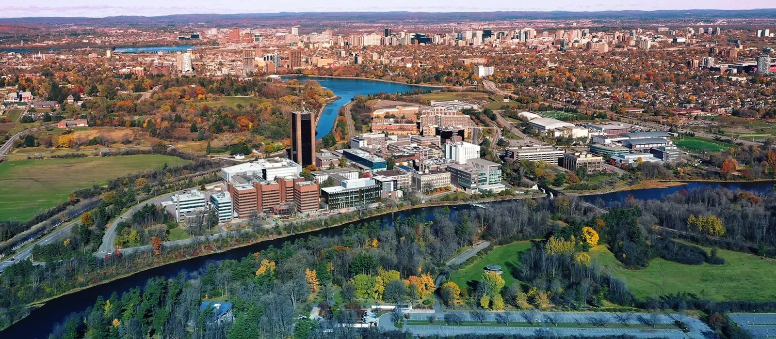 Aerial view of the Carleton University campus, Ottawa