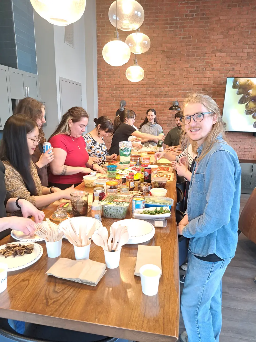 Riva Lab team at a pizza party
